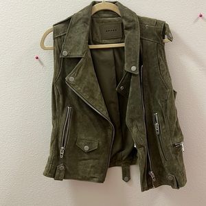 Blank Denim Suede Moto Vest